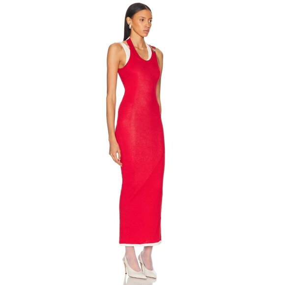Jean Paul Gaultier Sleeveless Dress in Red & Ecru - Picture 2 of 4